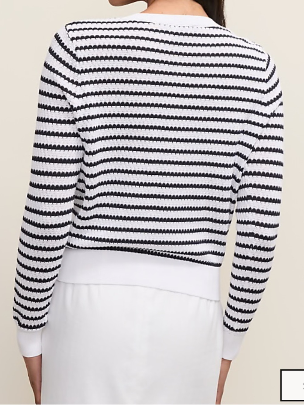 Ann Taylor Striped Black and White Button-Front Women's Cardigan Sweater XL - Picture 2 of 6